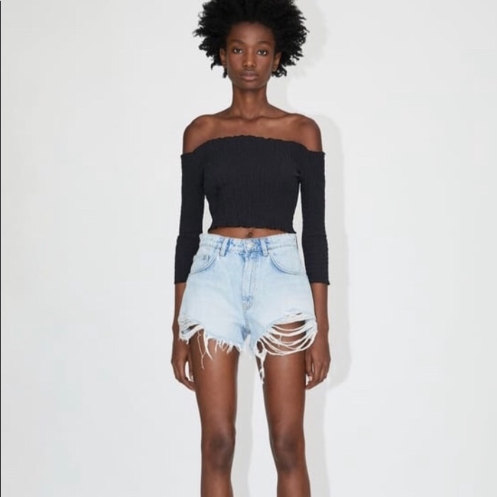 Zara hi-rise denim shorts